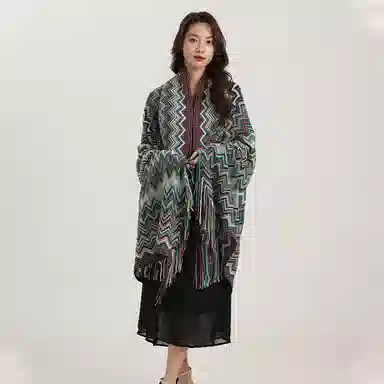 北极绒 北欧风外搭披风加厚保暖装饰波西米亚斗篷 披肩 男女同款情侣款