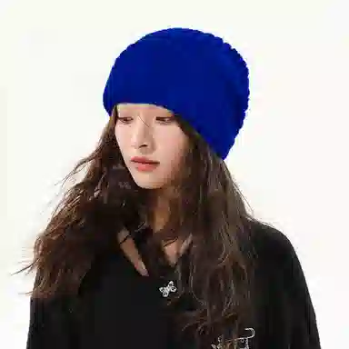 北极绒 冬季大头围针织保暖毛线加绒堆堆款 聚酯纤维 绒线帽 男女同款情侣款