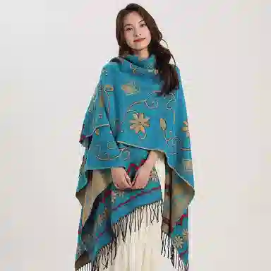 北极绒 民族风外搭斗篷新疆西藏云南旅游拍照披风 披肩 女款