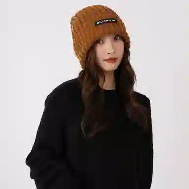 北极绒 大头围毛线冬季显脸小针织 聚酯纤维 绒线帽 男女同款情侣款