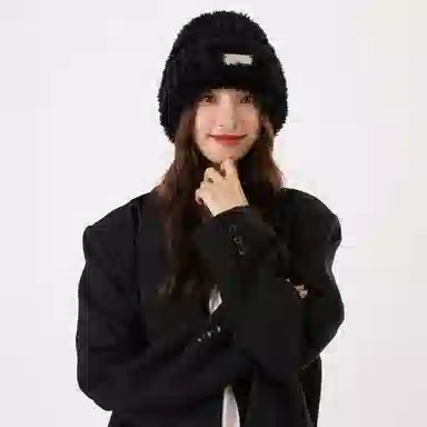 北极绒 秋冬季百搭套头冷帽毛茸茸保暖护耳显脸小 聚酯纤维 绒线帽 男女同款情侣款