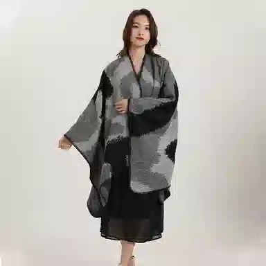 北极绒 高级感保暖针织慵懒风气质外搭斗篷 披肩 女款