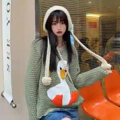 北极绒 秋冬韩版系带毛球保暖护耳百搭 涤纶 绒线帽 女款