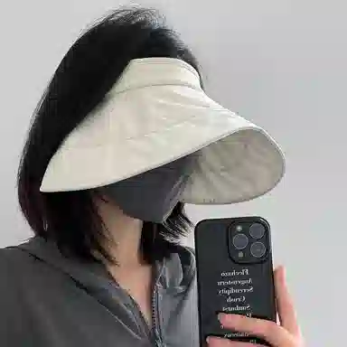 北极绒 潮流百搭夏季可折叠空顶遮阳防紫外线透气时尚户外大帽檐太阳蛋卷帽 聚酯纤维 防晒帽 男女同款情侣款