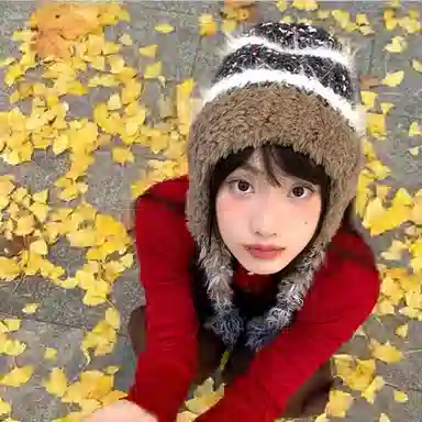 北极绒 彩色系带保暖条纹拼色护耳包头显脸小 聚酯纤维 绒线帽 男女同款情侣款