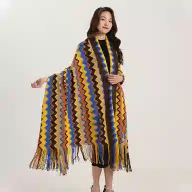 北极绒 北欧风外搭披风加厚保暖装饰波西米亚斗篷 披肩 男女同款情侣款