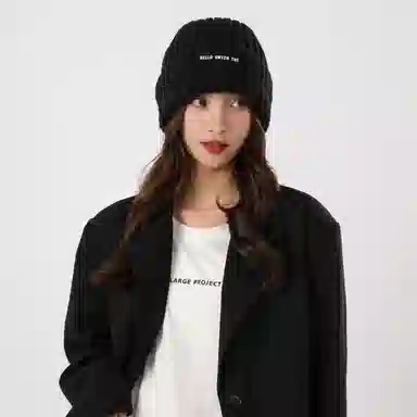 北极绒 大头围毛线冬季显脸小针织 聚酯纤维 绒线帽 男女同款情侣款