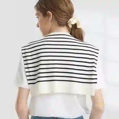 北极绒 春秋针织条纹外搭薄款夏季办公室空调房护颈坎肩 披肩 女款