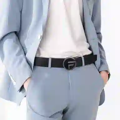 GOLF G Buckle Leather Belt Black Gunmetal Gold