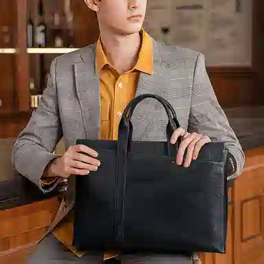 GOLF Business Leather Briefcase Large Black