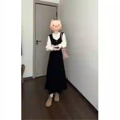 桴生 早秋流行法式假两件收腰温柔风显瘦长裙长袖连衣裙 女款