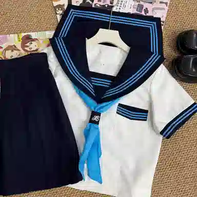 桴生 学院风海军领水手服上衣搭配低腰半裙制服 女款