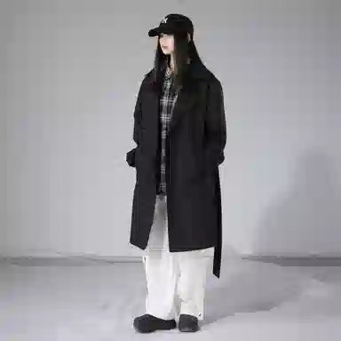 美式复古百搭防风可拆卸腰带风衣 男女同款