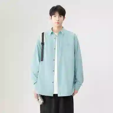 日系文艺简约多巴胺口袋款外套休闲简约宽松通勤打底长袖衬衫 男女同款