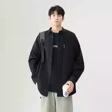 日系文艺简约多巴胺口袋款外套休闲简约宽松通勤打底长袖衬衫 男女同款