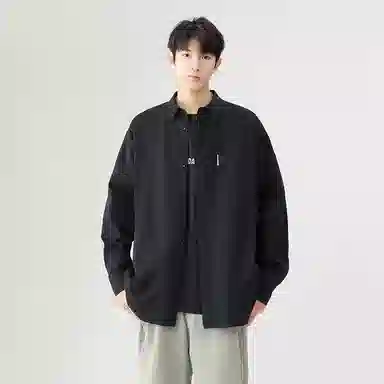日系文艺简约多巴胺口袋款外套休闲简约宽松通勤打底长袖衬衫 男女同款