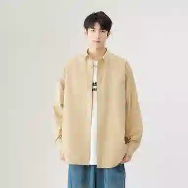 日系文艺简约多巴胺口袋款外套休闲简约宽松通勤打底长袖衬衫 男女同款