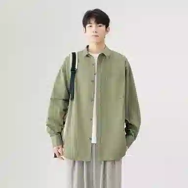 日系文艺简约多巴胺口袋款外套休闲简约宽松通勤打底长袖衬衫 男女同款