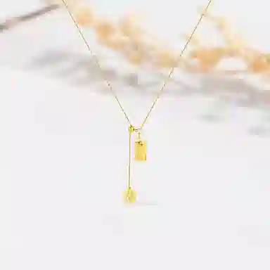 尚先生 招财小金条流苏 新中式复古 轻奢小众设计气质高级感 个性时尚日常通勤锁骨链 礼盒装 合金 项链 女款