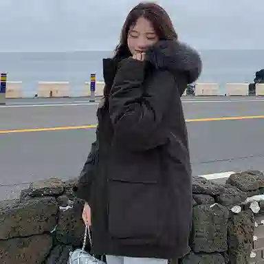 玉儿恋 韩系学院风甜美工装多口袋毛领甜心学院派高级感小众风小个子棉服 女款