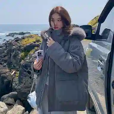 玉儿恋 韩系学院风甜美工装多口袋毛领甜心学院派高级感小众风小个子棉服 女款