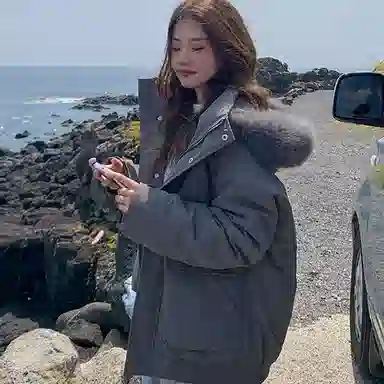 玉儿恋 韩系学院风甜美工装多口袋毛领甜心学院派高级感小众风小个子棉服 女款