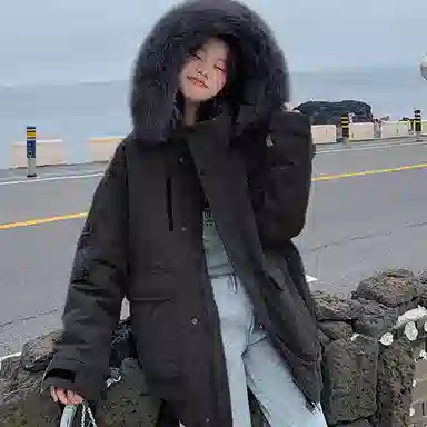玉儿恋 韩系学院风甜美工装多口袋毛领甜心学院派高级感小众风小个子棉服 女款