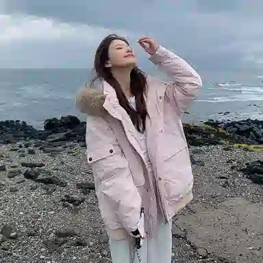 玉儿恋 韩系学院风甜美工装多口袋毛领甜心学院派高级感小众风小个子棉服 女款