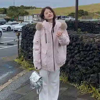 玉儿恋 韩系学院风甜美工装多口袋毛领甜心学院派高级感小众风小个子棉服 女款