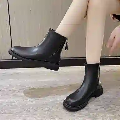 超纤皮 英伦法式风格百搭瘦瘦裸靴 短靴 女款