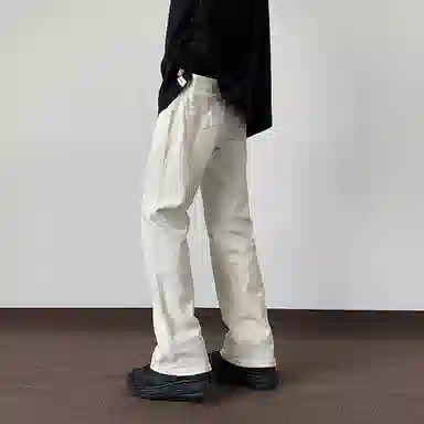 物质公式 复古水洗美式高街宽松做旧基础款百搭透气休闲高腰牛仔裤 男女同款