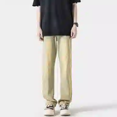 物质公式 美式复古做旧水洗高街基础宽松百搭透气休闲高腰牛仔裤 男女同款 黑色