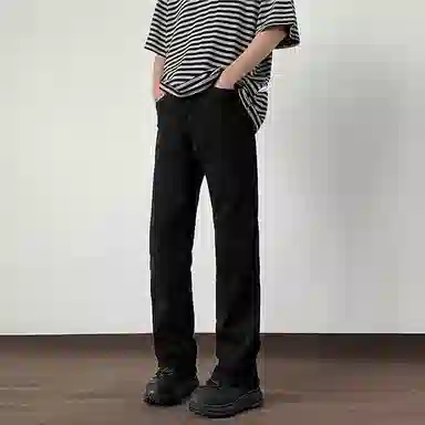 物质公式 复古水洗美式高街宽松做旧基础款百搭透气休闲高腰牛仔裤 男女同款