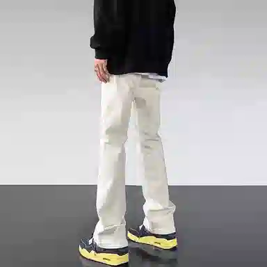 物质公式 复古高街水洗宽松做旧基础款百搭透气休闲高腰牛仔裤 男女同款