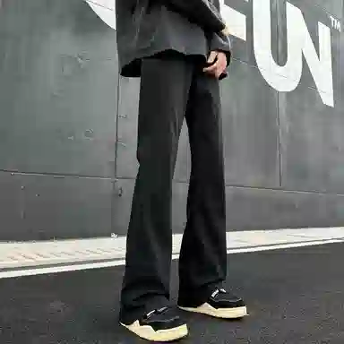 悍戈 微喇弯刀美式高街风纯色做旧水洗显高显瘦潮流窄版裤牛仔裤 男女同款