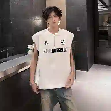 物质公式 高街美式复古宽松百搭无袖背心 男女同款