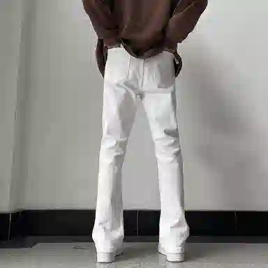 物质公式 美式高街复古做旧水洗基础款宽松百搭高腰透气休闲牛仔裤 男女同款 黑灰色