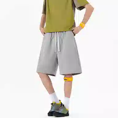 物质公式 美式复古高街纯色基础百搭透气速干冰丝宽松弹力训练健身舒适亲肤锻炼松紧五分过膝篮球裤 男女同款