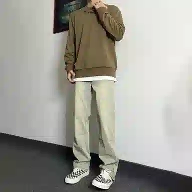 布客行 微喇弯刀美式高街风纯色做旧水洗显高显瘦潮流窄版裤牛仔裤 男女同款