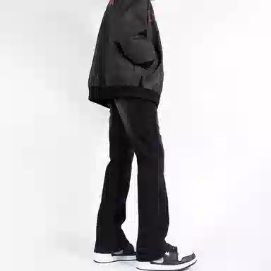 物质公式 美式复古做旧水洗高街基础宽松百搭透气休闲高腰牛仔裤 男女同款 黑色