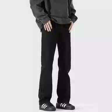 物质公式 美式高街复古做旧水洗基础款宽松休闲百搭透气高腰牛仔裤 男女同款 黑色