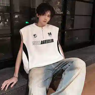 物质公式 高街美式复古宽松百搭无袖背心 男女同款