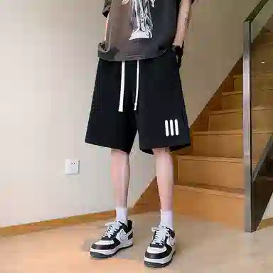 物质公式 潮牌美式高街复古创意几何图案字母印花抽绳运动基础款无性别穿搭短裤户外跑步休闲宽松百搭系带五分裤篮球裤 男女同款