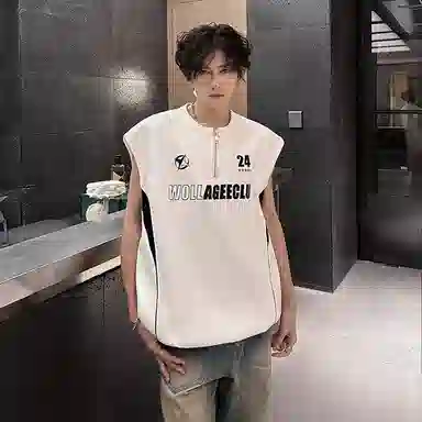 物质公式 高街美式复古宽松百搭无袖背心 男女同款