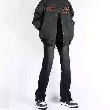 物质公式 美式高街复古做旧基础款水洗宽松百搭透气休闲高腰牛仔裤 男女同款 白色