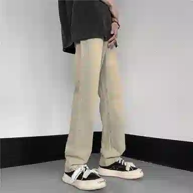 物质公式 美式高街复古做旧水洗基础款宽松休闲百搭透气高腰牛仔裤 男女同款 黑色