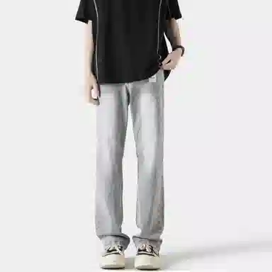 物质公式 美式复古做旧水洗高街基础宽松百搭透气休闲高腰牛仔裤 男女同款 黑色