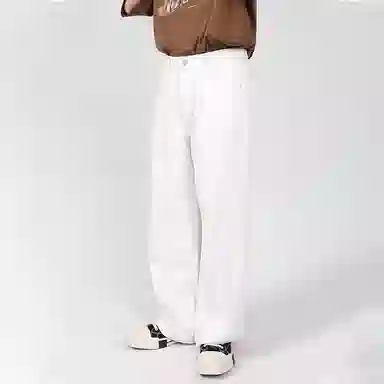 物质公式 美式高街复古做旧水洗基础款百搭透气宽松休闲高腰牛仔裤 男女同款 浅蓝色