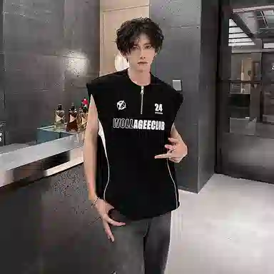 物质公式 高街美式复古宽松百搭无袖背心 男女同款