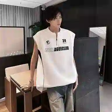 物质公式 高街美式复古宽松百搭无袖背心 男女同款